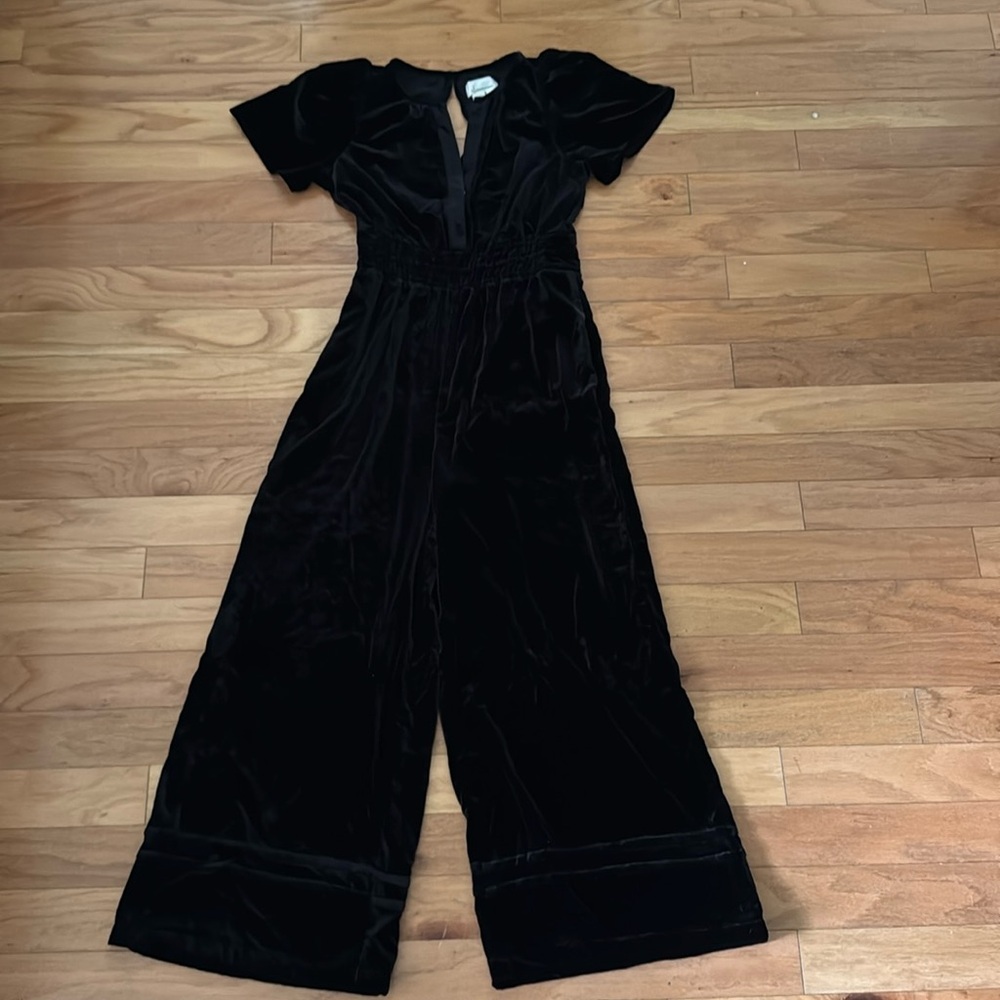 Anthropologie | Black Velvet Jumpsuit | size S | NWT - Picture 2 of 6